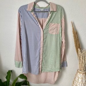 Aerie oversized striped button down beach cover up